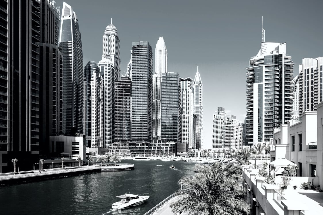 Dubai Marina District in Dubai, UAE